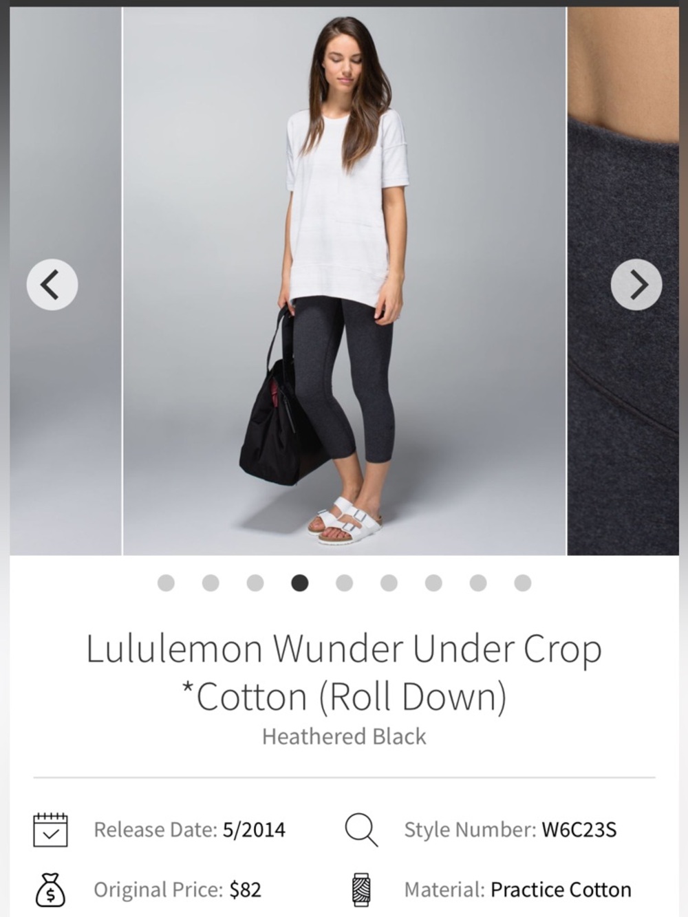 Lululemon High Rise Wunder Under Crop-Practice Cotton-Size 6-Heathered Black 🖤
